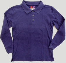 Girls R/K Navy Blue Long Sleeve Polo/Uniform Shirt Sizes Sm-5/6 - Lg-10/12