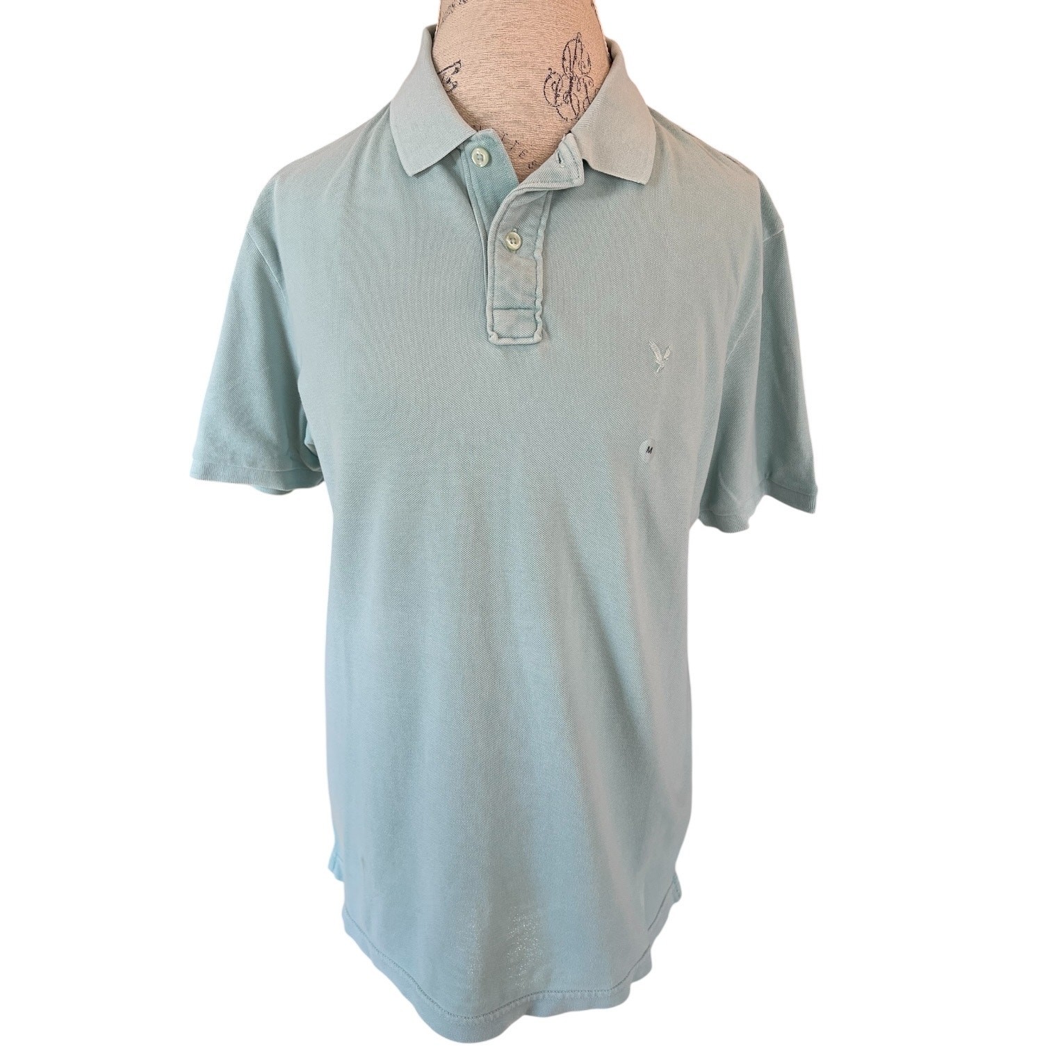 American Eagle Men’s Super Soft Polo Shirt Size Medium Seafoam NWT