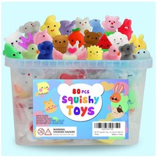 Kawaii Squishies Bulk Pack - 80 Mini Fidget Toys for Stress Relief  Learning
