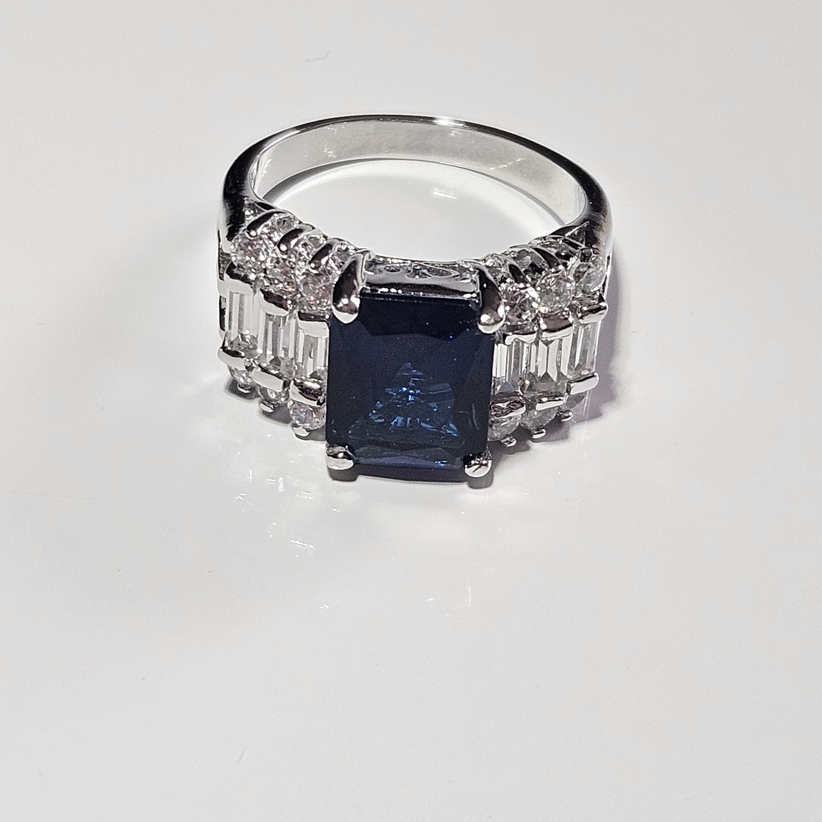 Silver Tone Blue Rectangular Rhinestone Clear Acc… - image 13