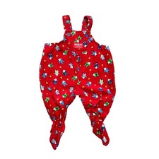 Vintage Oshkosh Vestback Rare Footed Overalls Red Corduroy Mice working print