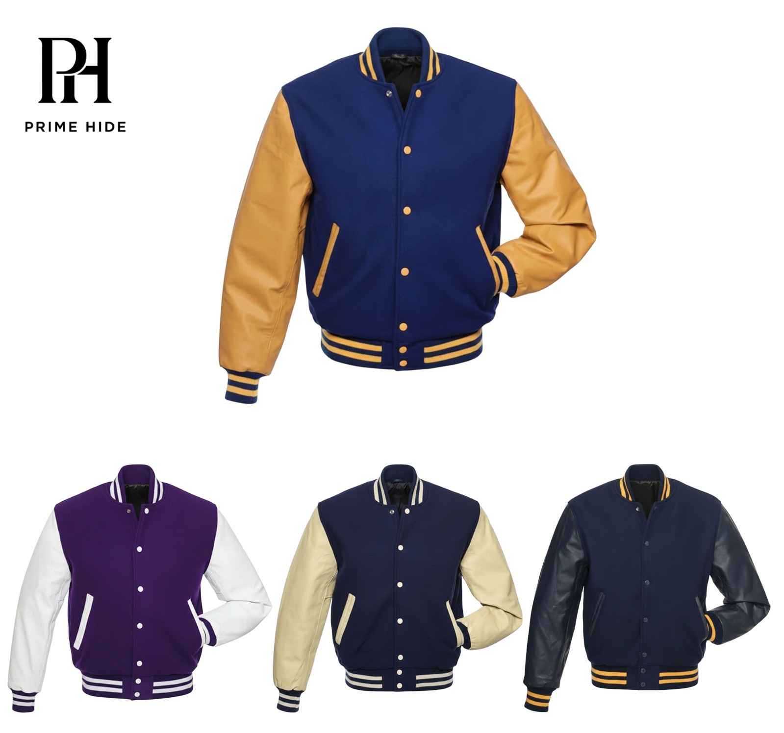 Hombre Universitario Colegio Letterman Béisbol Bombardero Chaqueta Cuero Mangas Lana Cuerpo