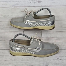Women's Sperry Top Sider Boat Shoe Sz 9.5 Gray Metalic Casual 