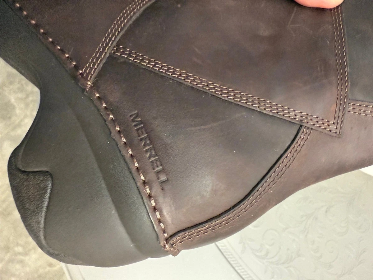 Merrell Brown Leather Boots Emma Mid LTR Brunette Size 7.5