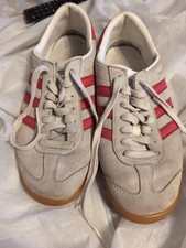 Mens Adidas Beige Suede Red Trim Hamburg Trainers Size 7.5