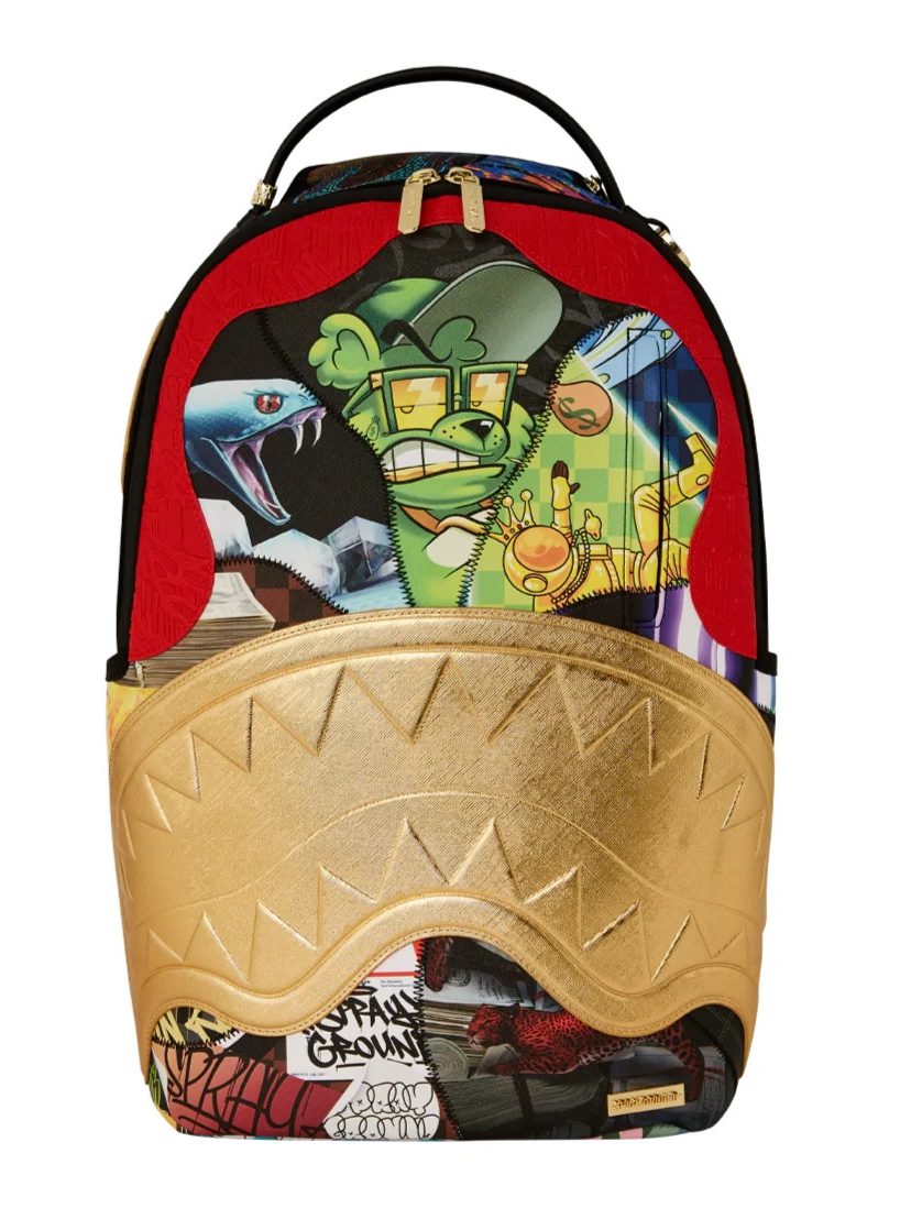 Sprayground 15 Years Gold & Spliced Backpack🔥New Black Bookbag