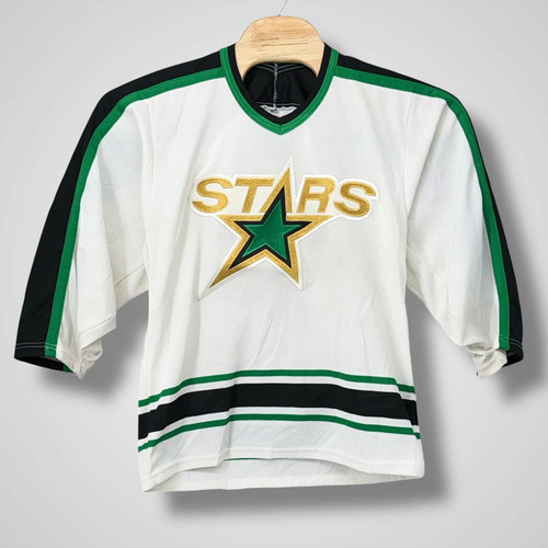 Camiseta deportiva de colección Minnesota North Stars Dallas Stars Game blanca máscara tejida al aire NHL S - Imagen 2 de 13