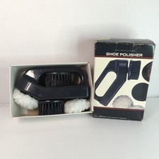 Vintage Portable Shoe Polisher Shine Polish Kit Battery Operated Travel NIB