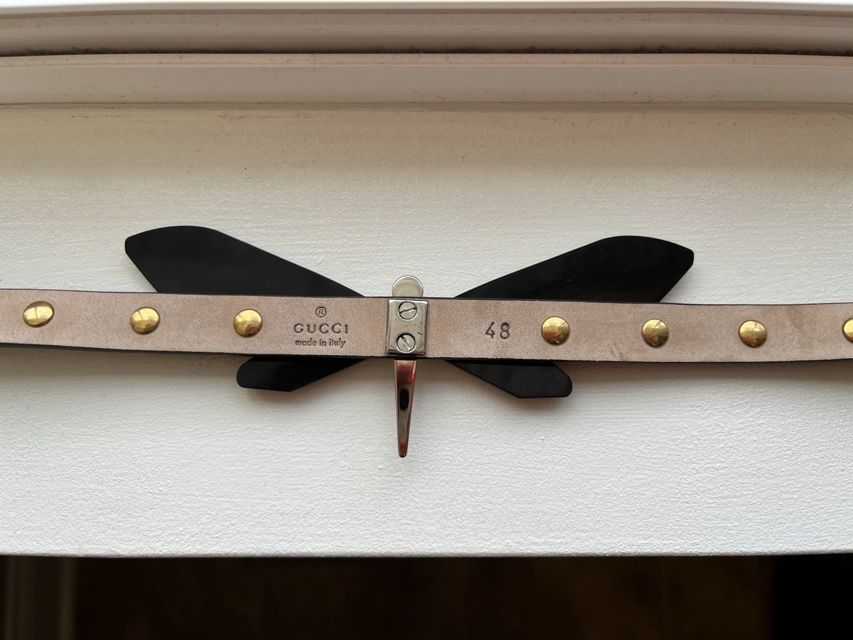 GUCCI Dragonfly Belt Size 48 fits 33”-35” Leather Studded | eBay