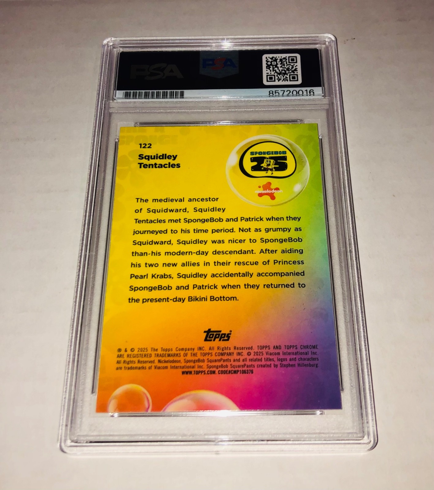 Rodger Bumpass 2025 Spongebob Topps Chrome Squidward #122 Signed Card Auto PSA A view 2