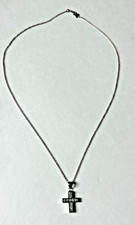 18" Childrens Silver Plated Kids Cross NECKLACE Christening Baptism-10 CZ-women