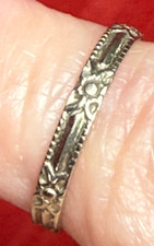 Vintage Antique Signed 10K Gold Baby Child Band Ring Size 0 1930 Tiny Flowers