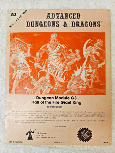 Dungeons & Dragons G3 Hall of the Fire Giant King AD&D 1978 3rd Printing Vintage