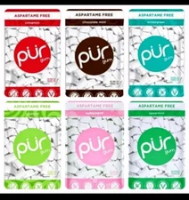 PUR Xylitol Chewing Gum Variety (6 Pack) Sugarless Vegan