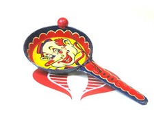 Vintage Tin Noisemaker Litho Clown Paddle Banger