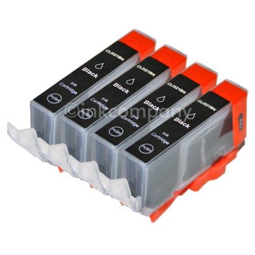 4 Canon Druckerpatronen Mit Chip CLI-521 Bk Black Ip 3600 Ip 4600 Ip 4700 Neu-image