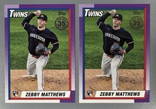 2- 2025 Topps Series 1 Zebby Matthews 1990 Retro Rookie RC  #T90-74 Twins