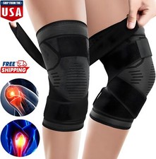 2  Knee Brace Compression Sleeve w/ Strap Pain Relief Knee Support Arthritis US