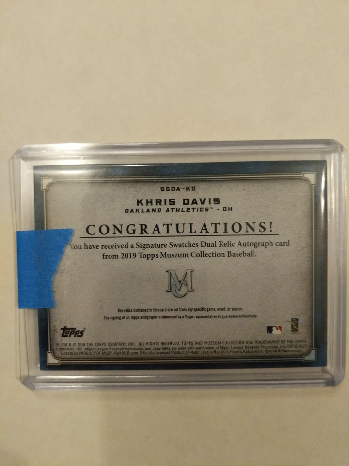2019 Topps Museum Khris Davis Auto Relic #/199 & 2 big bonus cards #/175 Look! - Image 3 of 4