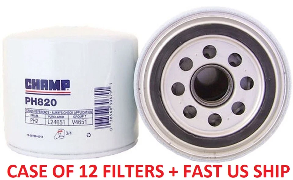 LuberFiner CHAMP PH820 Engine Oil Filters FL820 51372 L24651 FORD NEW CASE of 12 — 第 2/4 张图片