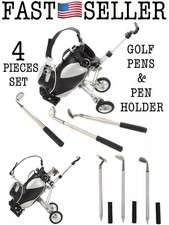 Mini Desktop Golf Bag Pen Holder Golf Ballpoint Pens Golfers Gift Set, 4-Piece