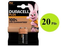 20 Batterie 9V Duracell 6LF22 MN1604 Plus Alcaline 100% Di Energia In Piu'