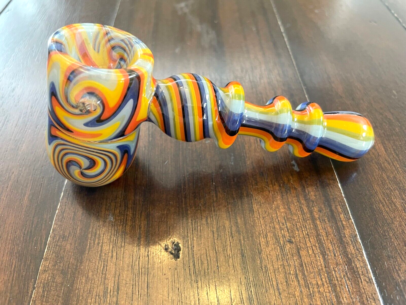 5.5" Premium Glass Hammer Water Pipe Bubbler Rainbow Swirls