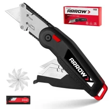 ARROW Folding Utility Knife Quick Change Box Cutter Speed Release Knife 14 Blade