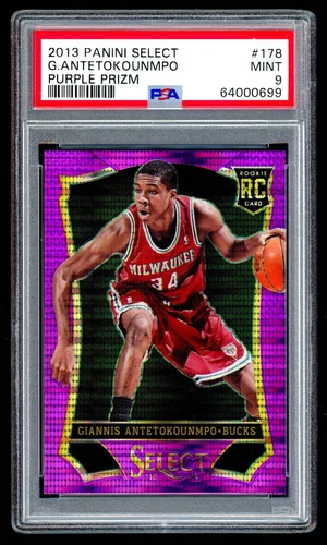 2013-14 Panini Select GIANNIS ANTETOKOUNMPO /99 Purple Prizm Rookie PSA 9 Mint!