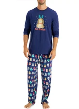Family PJs A2211 Men's Bah Humbug Dogs Shirt & Pajama Pants Set Size M