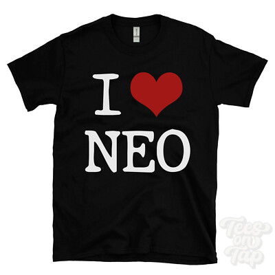 I LOVE NEO T-SHIRT heart the matrix sci-fi action keanu reeves fan hero movies