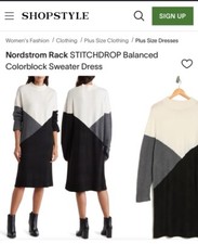 Women's Stitchdrop Colorblock Sweater Dress, L, Black & Beige
