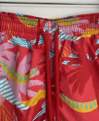 Vilebrequin Swimming Short Red With Beach / Floral Print Small - Picture 2 of 14