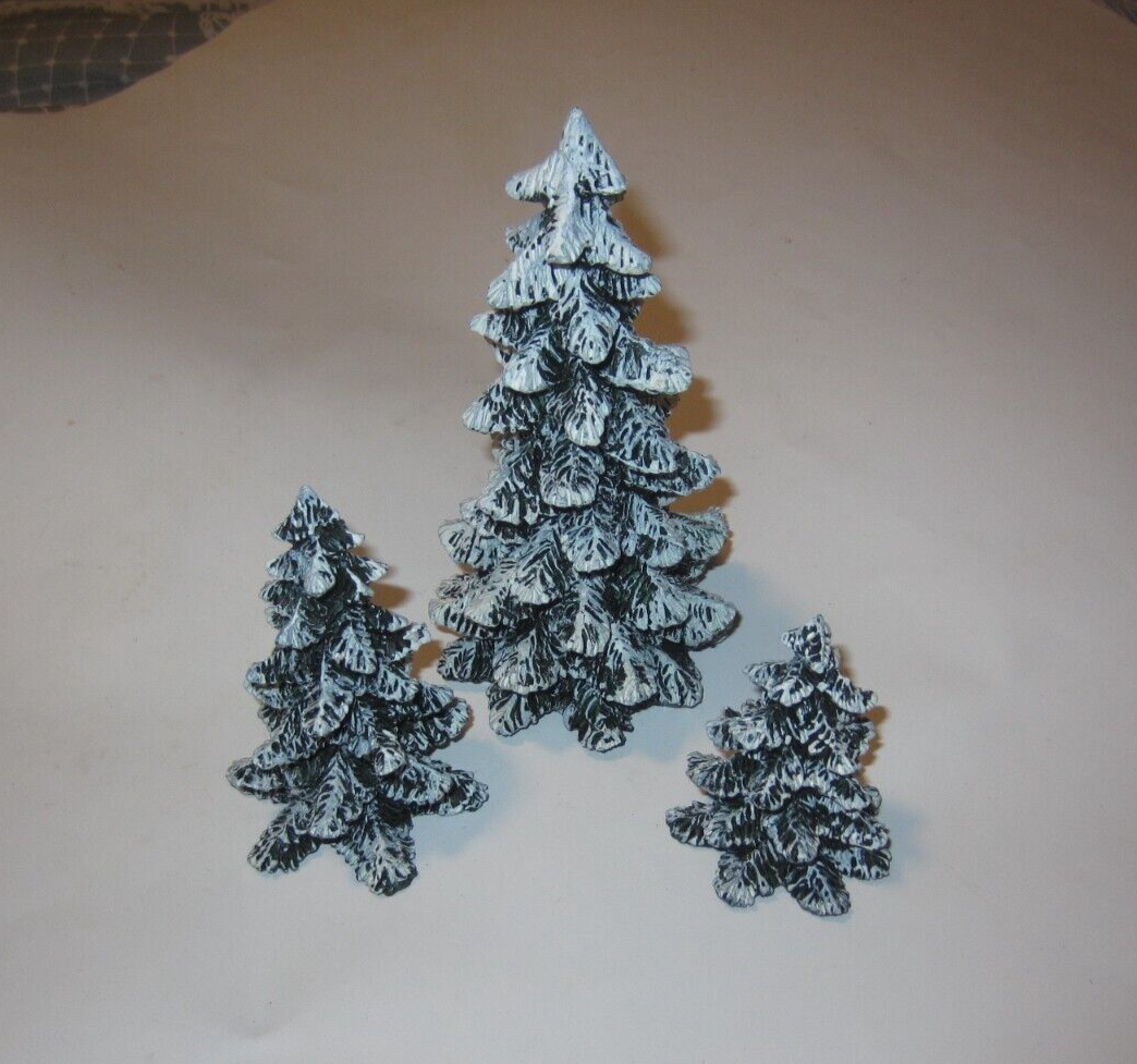 3 Dept. 56 Village Evergreen Trees snow covered Christmas Holiday eBay