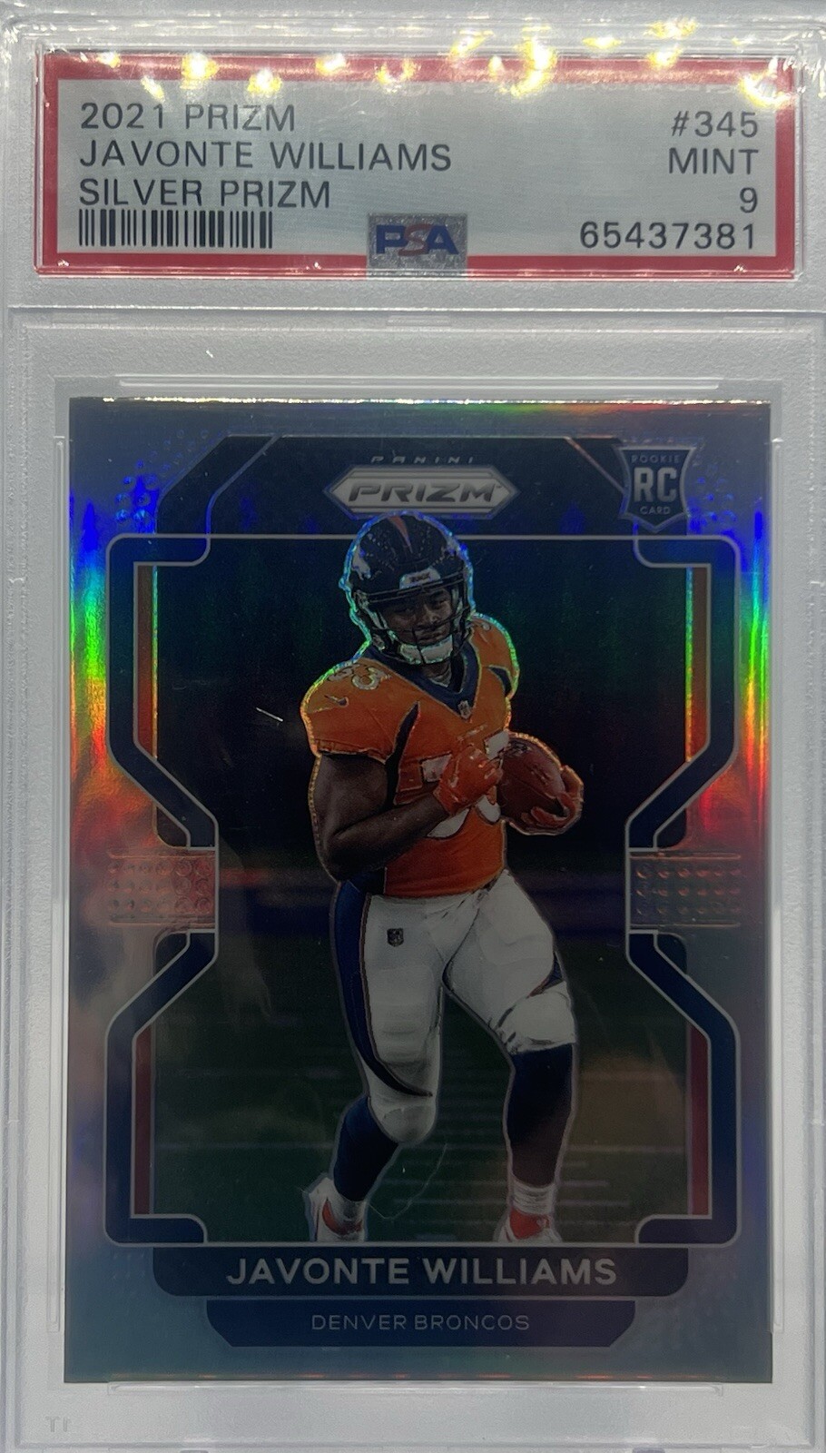 2021 Panini Prizm Javonte Williams Silver Prizm SP Rookie Card #345 PSA 9