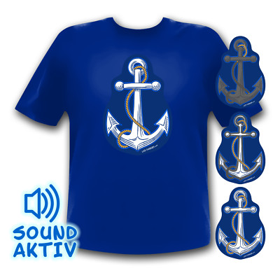 Leuchtendes Anker Party T-Shirt Ankershirt Shirt blau mit Anker Motiv Funshirt