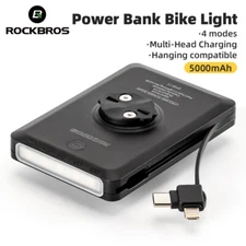 ROCKBROS Bike Light with Built-in Power Bank Waterproof Front Light 5000mAh USB