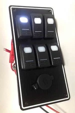 MARINE BOAT 6 GANG SPLASHPROOF SWITCH PANEL CIGARETTE LIGHTER 4" X 8" ODM