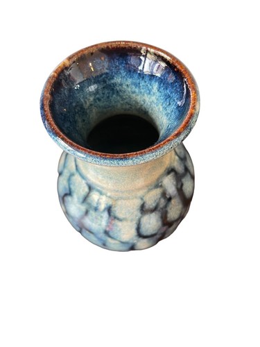 Blue Glazed Pottery Vase Stamped RP - Imagen 5 de 10