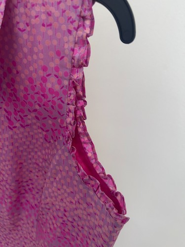 Namdar 100% Silk Women's Button Up Top Ruffled Sleevless Size 12 Beautiful - Picture 5 of 10