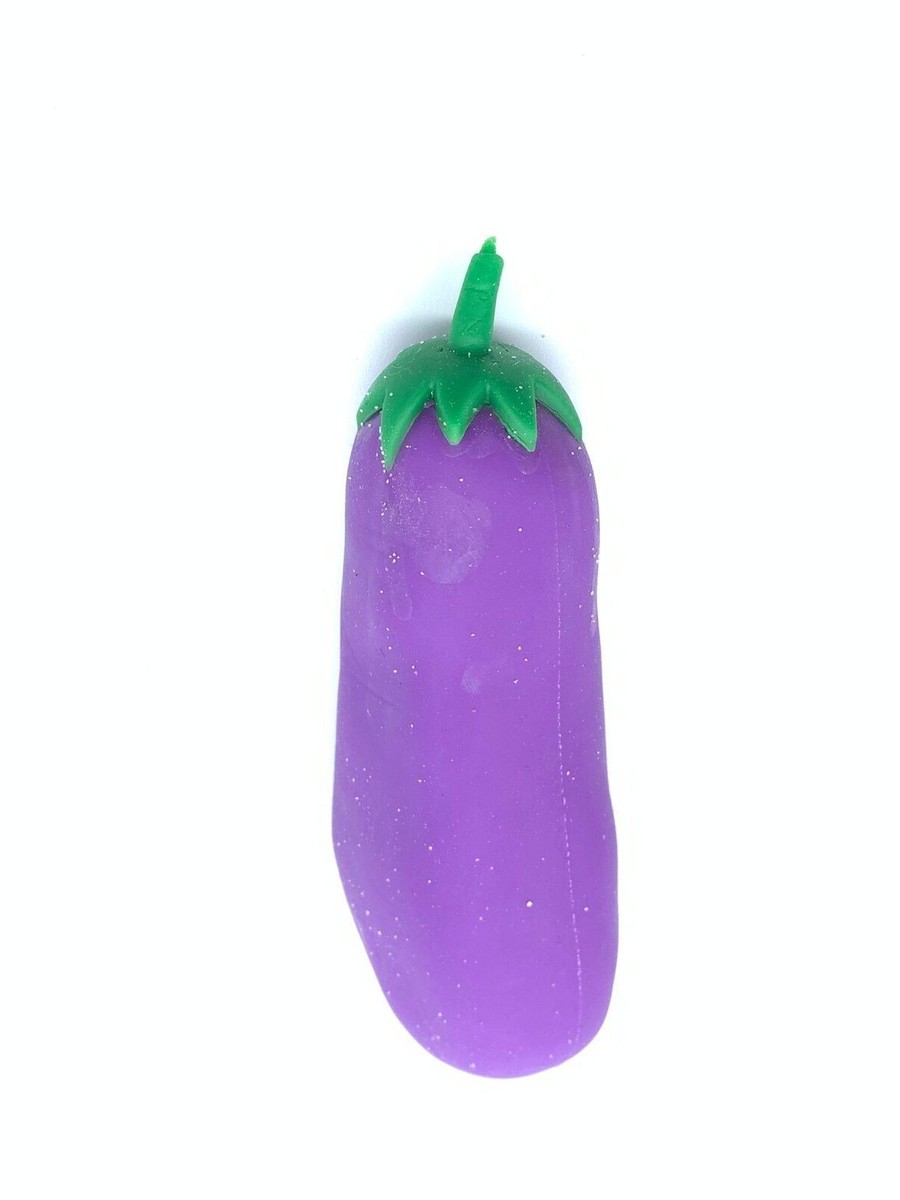 Squeeze Toy Purple Eggplant Smooth Sand Squish Stress Relief Relax Vegetable