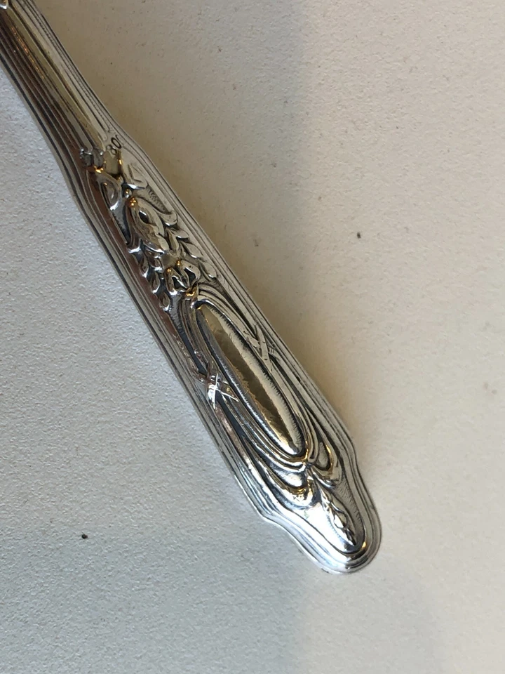 Винтажный сервиз-ложка 800 с серебряной ручкой из латуни, длина 6 1/2 дюйма - Изображение 4 из 4