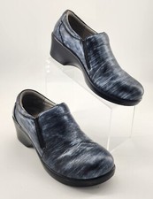 Alegria Eryn ERY-827 Leather Round Toe Clog Shoes Blue Metallic Size EUR 39 US 9