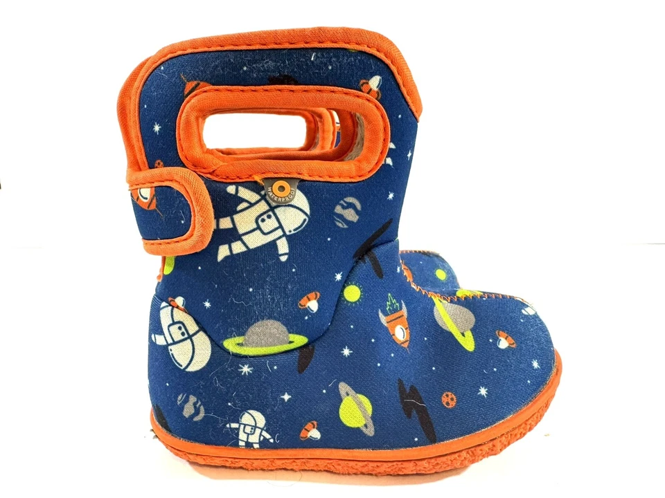 Bogs Boots Baby 7 Space Blue Orange Moon Rocket - Image 4 of 4