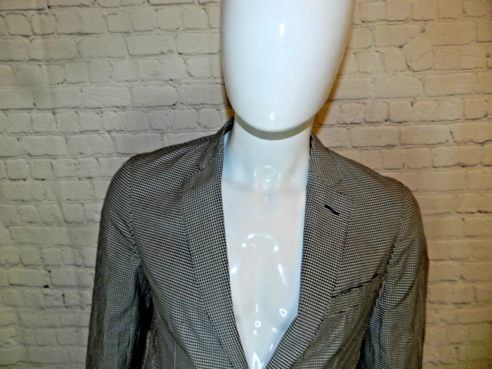 Novo Terno Hardy Amies Osso/Preto 2 Botões Algodão Micro Xadrez Tamanho 38 R W 32 L 32 - Imagem 3 de 4