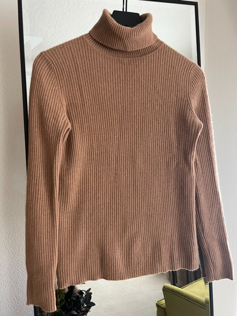 State Cashmere The Ribbed Turtleneck Basic Sweate… - image 1