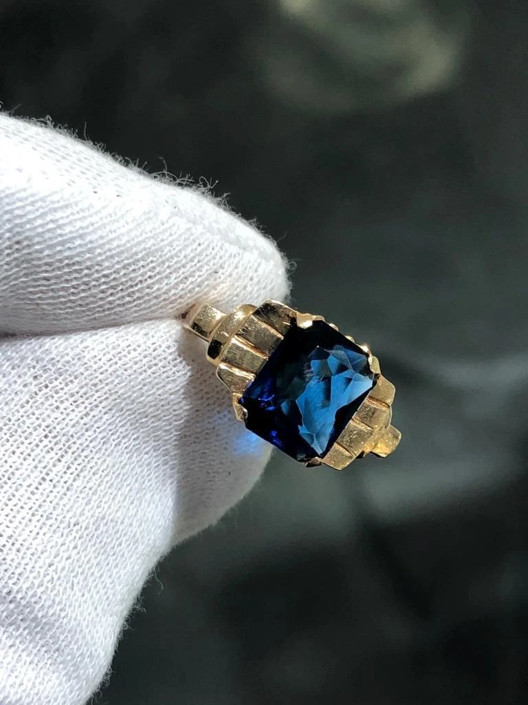 Emerald cut sapphire ring vintage outlet