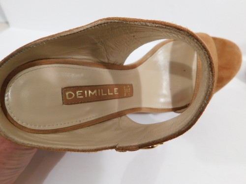 DEIMILLE Women's Camel Suede Open Toe Cork Wedge Camoscio Rame Sandal Sz 37.5 - Picture 9 of 12