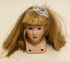 VINTAGE MBI DOLL HEAD Porcelain Blonde Wig Blue Eyes Chest Shoulder Plate