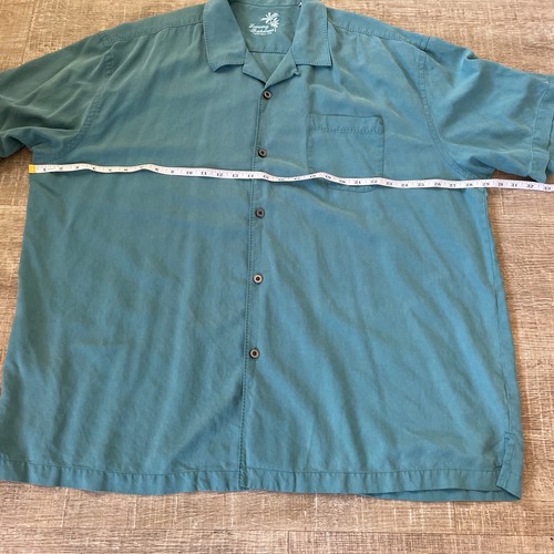 Tommy Bahama 100% Silk Original Fit Short Sleeve Button Up Shirt Men's 2XL Teal - Picture 6 of 8